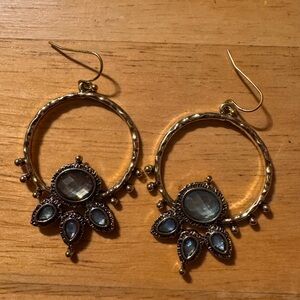 Statement Gold Tone Hammered Chandelier Earrings